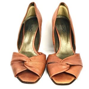 ALDO Women’s Shoes, Twist Toe Heels, Brown, Sz 6